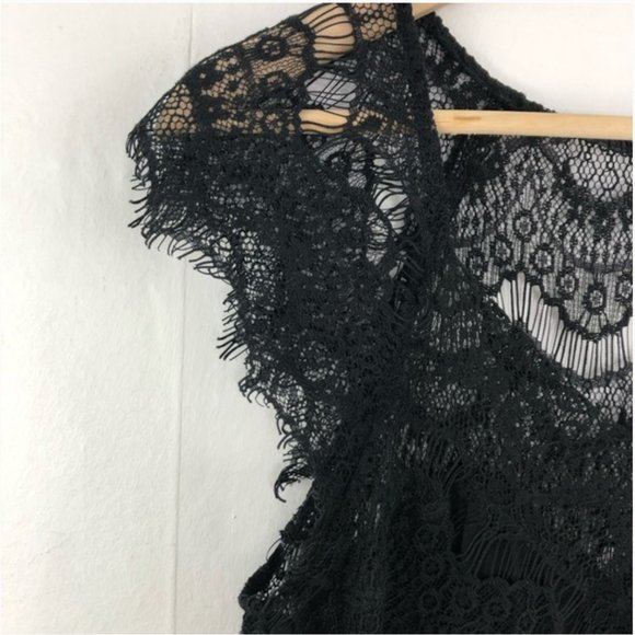 FREE PEOPLE PEAKABOO Lace Bodycon Slip Black Dress S - Picture 10 of 14